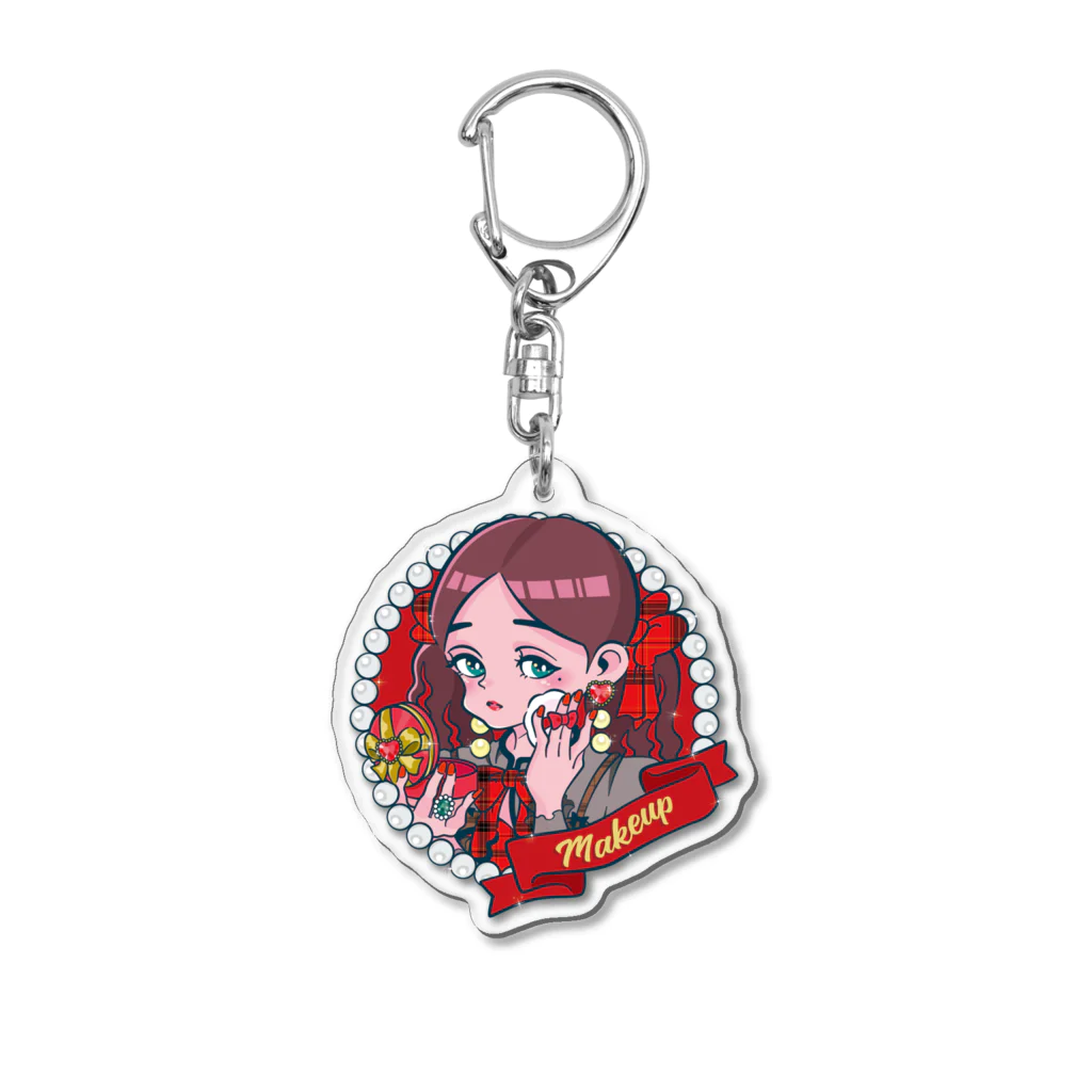 Kitakatsuの赤チェックなキラキラガール！ Acrylic Key Chain