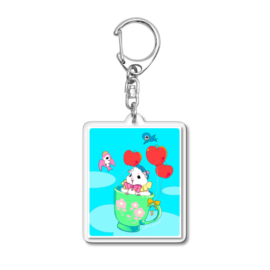 どんぐりまな子🐹のレトロ白モルモットちゃん Acrylic Key Chain