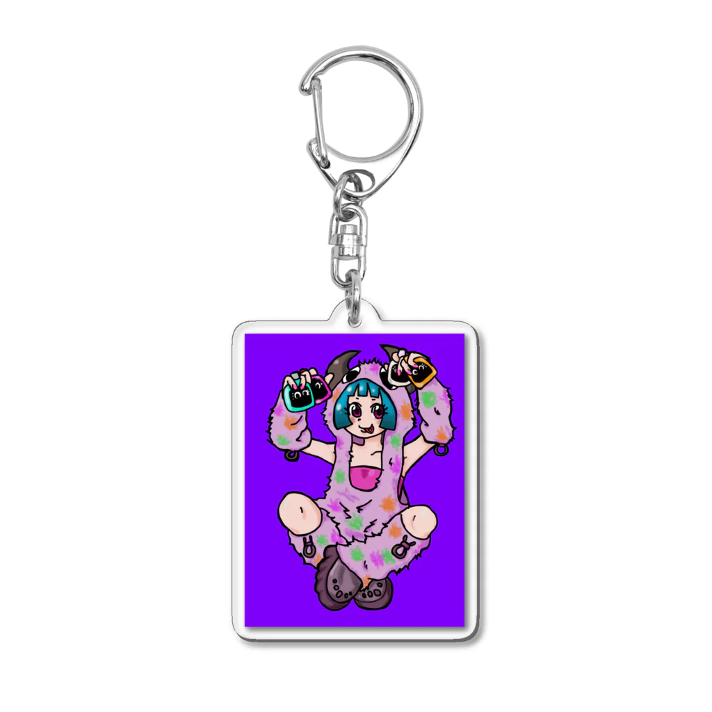 あやしいおばさん くろまめさんの○ュアアルコール（クラ○ナー）パープル Acrylic Key Chain