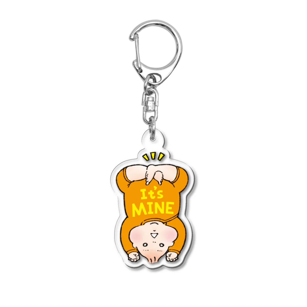 reco baby shop 可愛い赤ちゃんをつくるショップのあんよロックしてる赤ちゃん【オレンジ】 Acrylic Key Chain