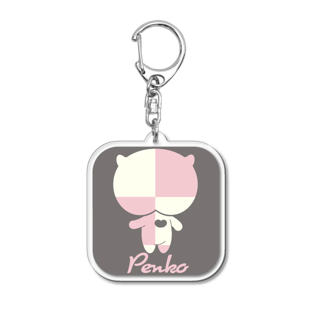 chienuHoppeStoreのぺんこ（PINK/IVORY) Acrylic Key Chain