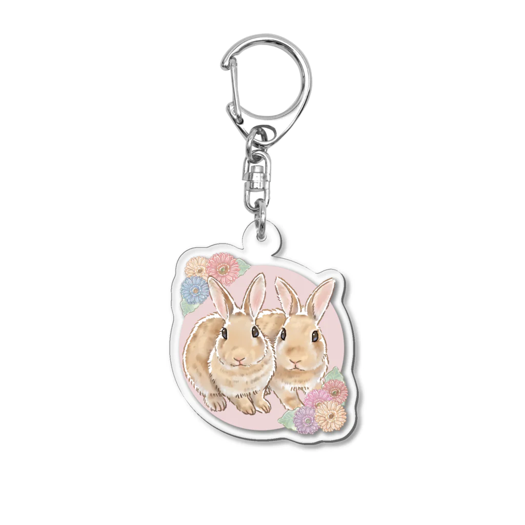 卯月まめのもふもふイラスト屋さんの4：I LOVE RABBIT(ネザーランドドワーフ) Acrylic Key Chain