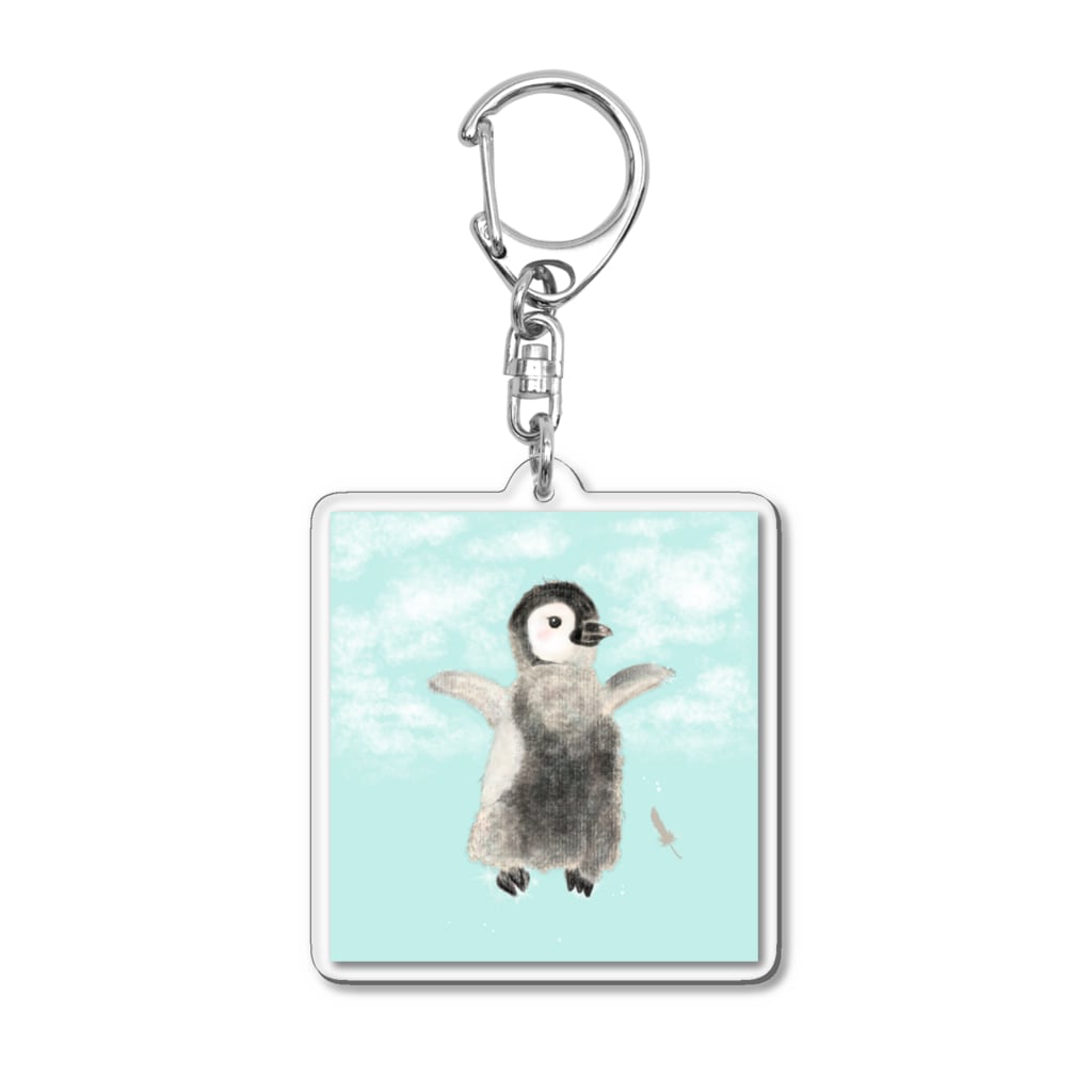 sunpontaのペンギン空を飛ぶ Acrylic Key Chain