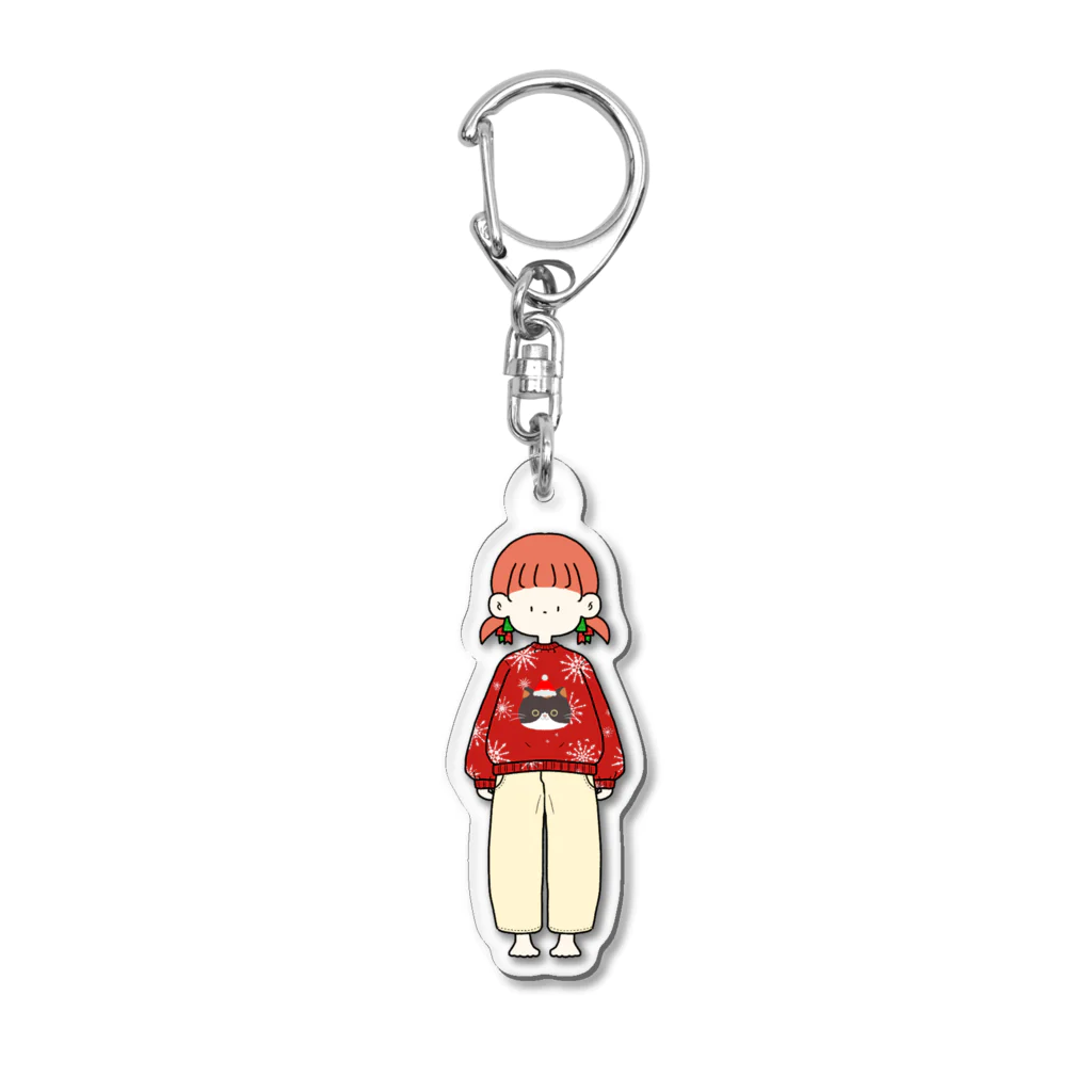 にか。の雑貨屋さん。の🔴🟢にゃんこニットちゃん🟢🔴 Acrylic Key Chain