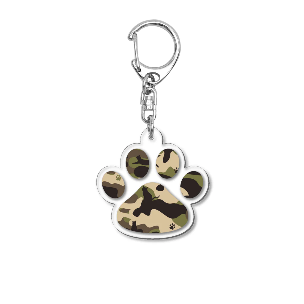 猫の雑貨屋の迷彩猫にくきゅう　カーキ Acrylic Key Chain