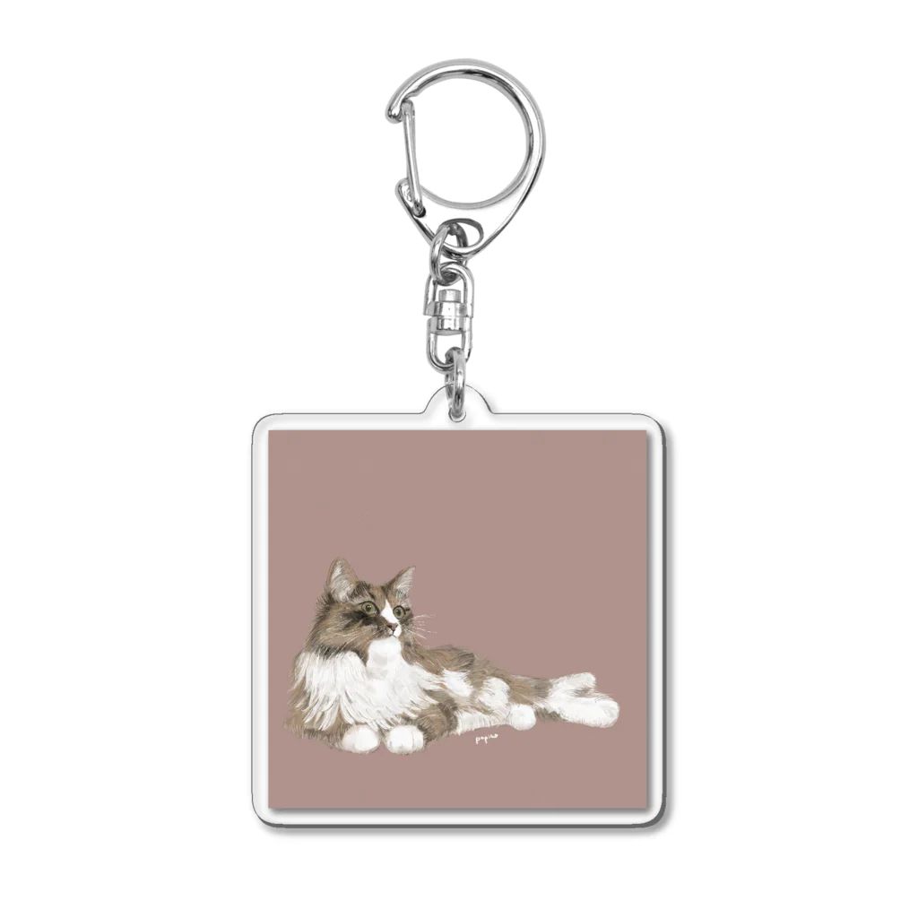 papiko くまさんの美人のネコちゃん Acrylic Key Chain