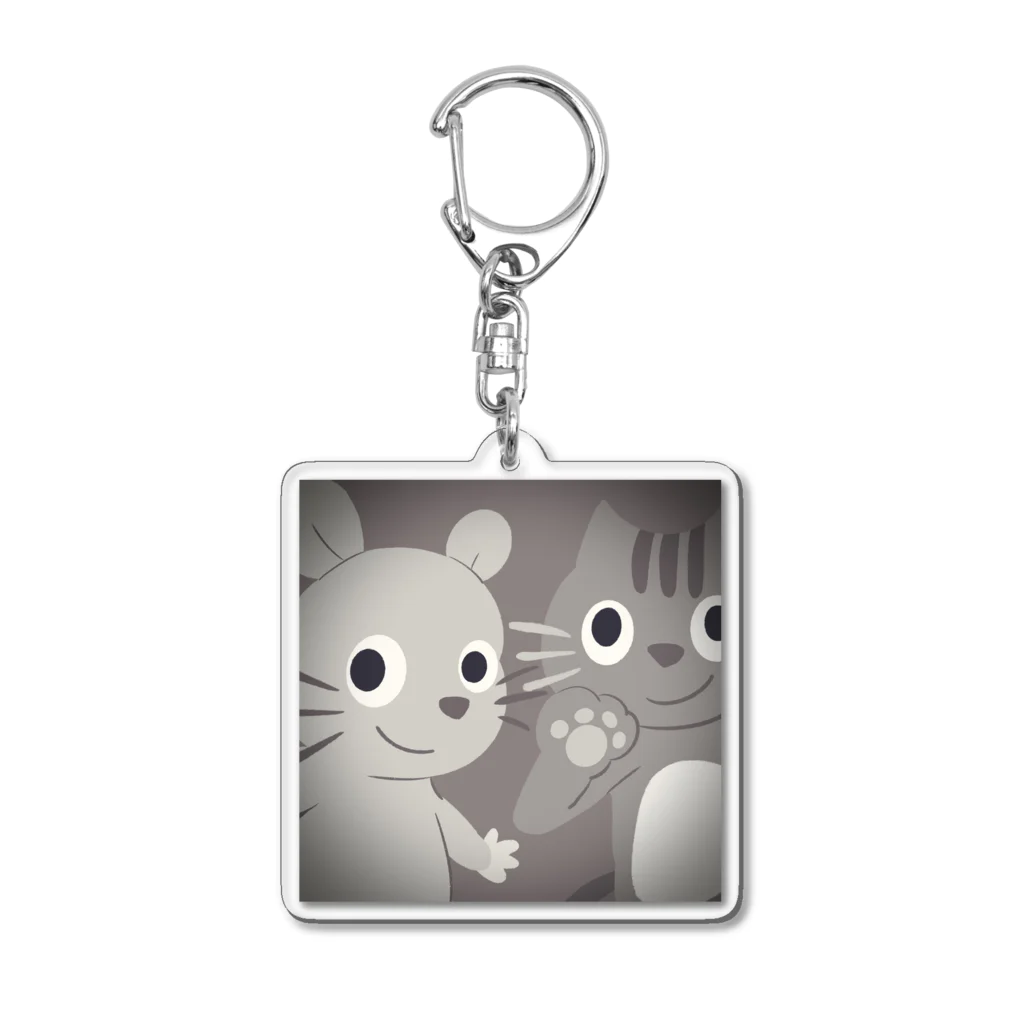 ネズミとネコとたまにウサギのグッズのネズミとネコ(自撮り) Acrylic Key Chain