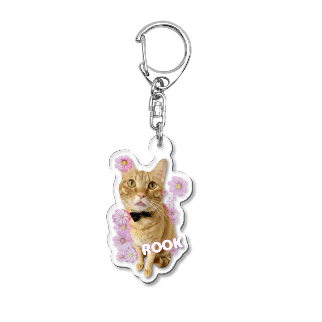 ルークとリオンの保護猫ルーク×フラワー Acrylic Key Chain