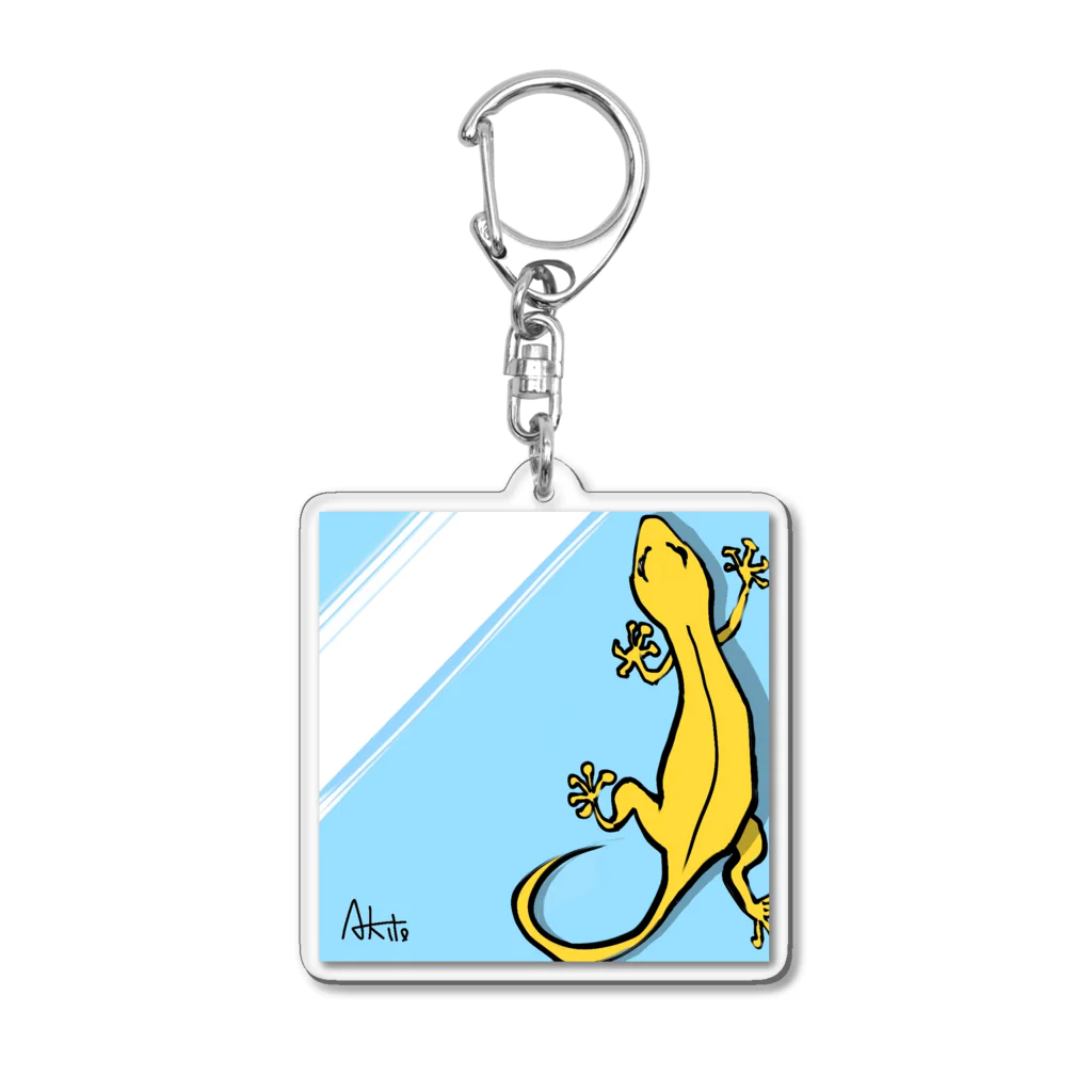 ミニマムアニマルアートの窓の内側にハウスキーパー君 Acrylic Key Chain