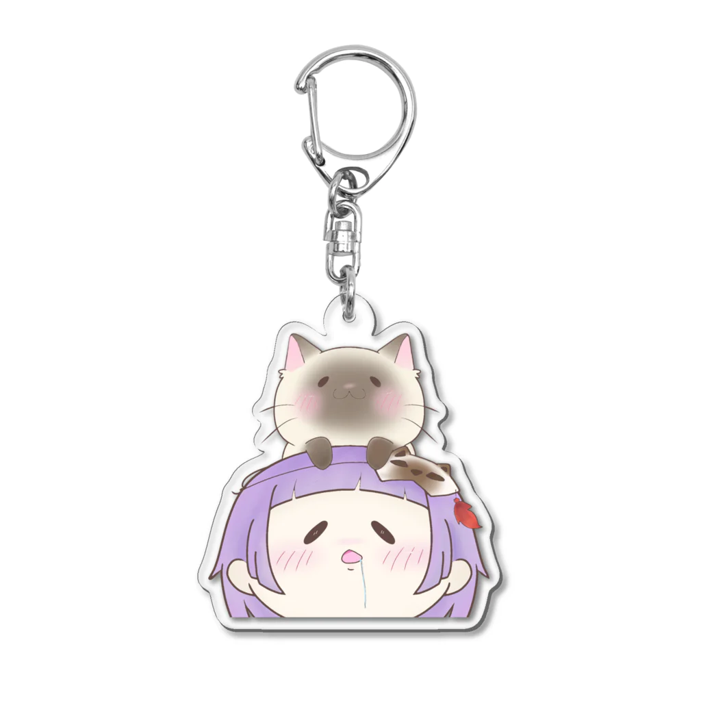 おみゅうの宝箱のおみゅうと猫氏 Acrylic Key Chain