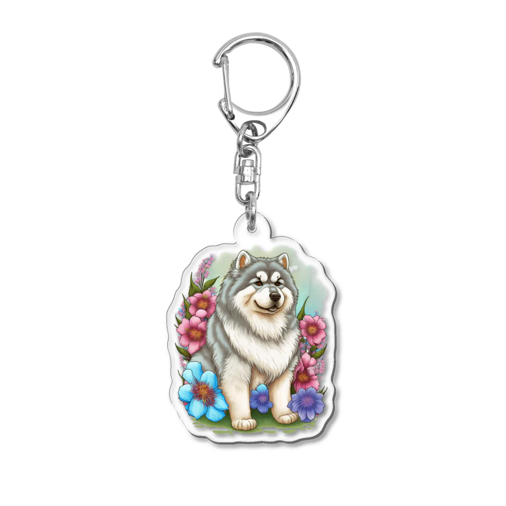 znbmsrrの花アラスカの子犬。 愛犬家のためのキュートなデザイン。 Acrylic Key Chain