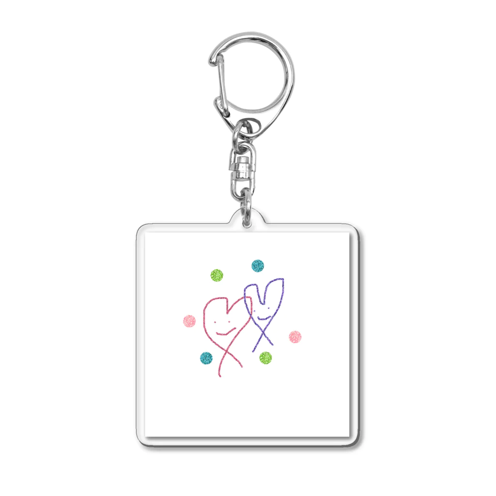 momo-tenのハート＆ハート Acrylic Key Chain