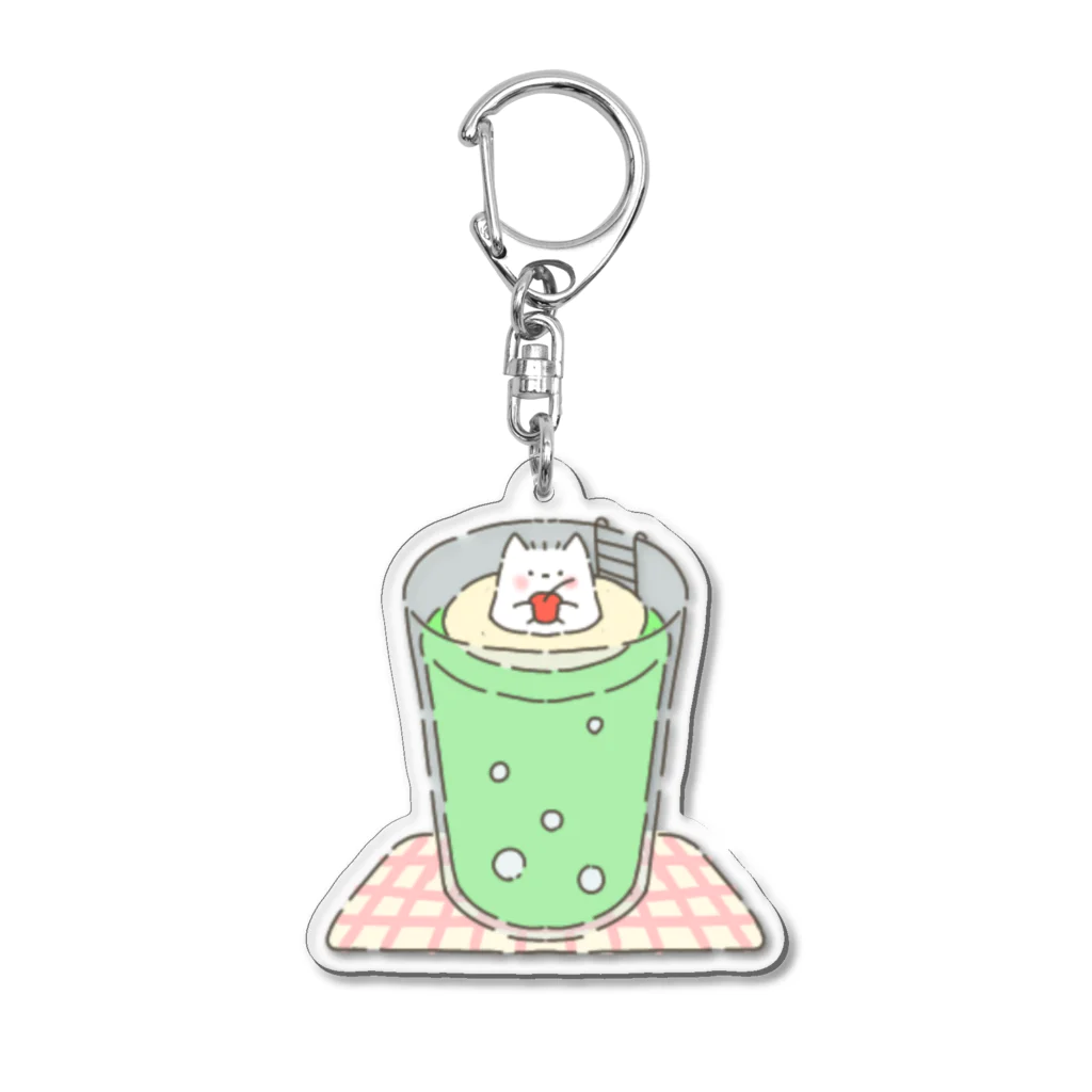 ぱ！のふわふわねこ クリームソーダ Acrylic Key Chain