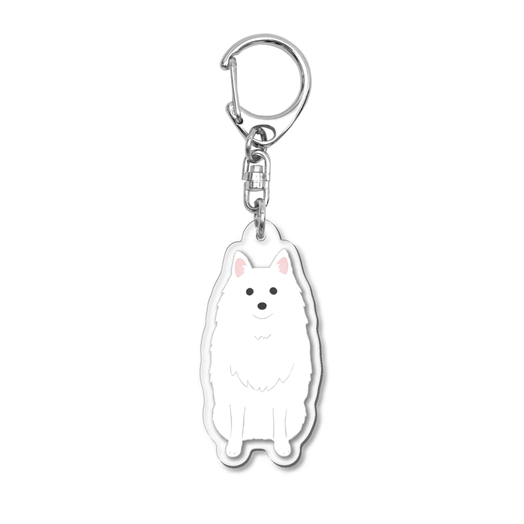 ゆいたっく／犬イラストのスピッツ(おすわり) Acrylic Key Chain