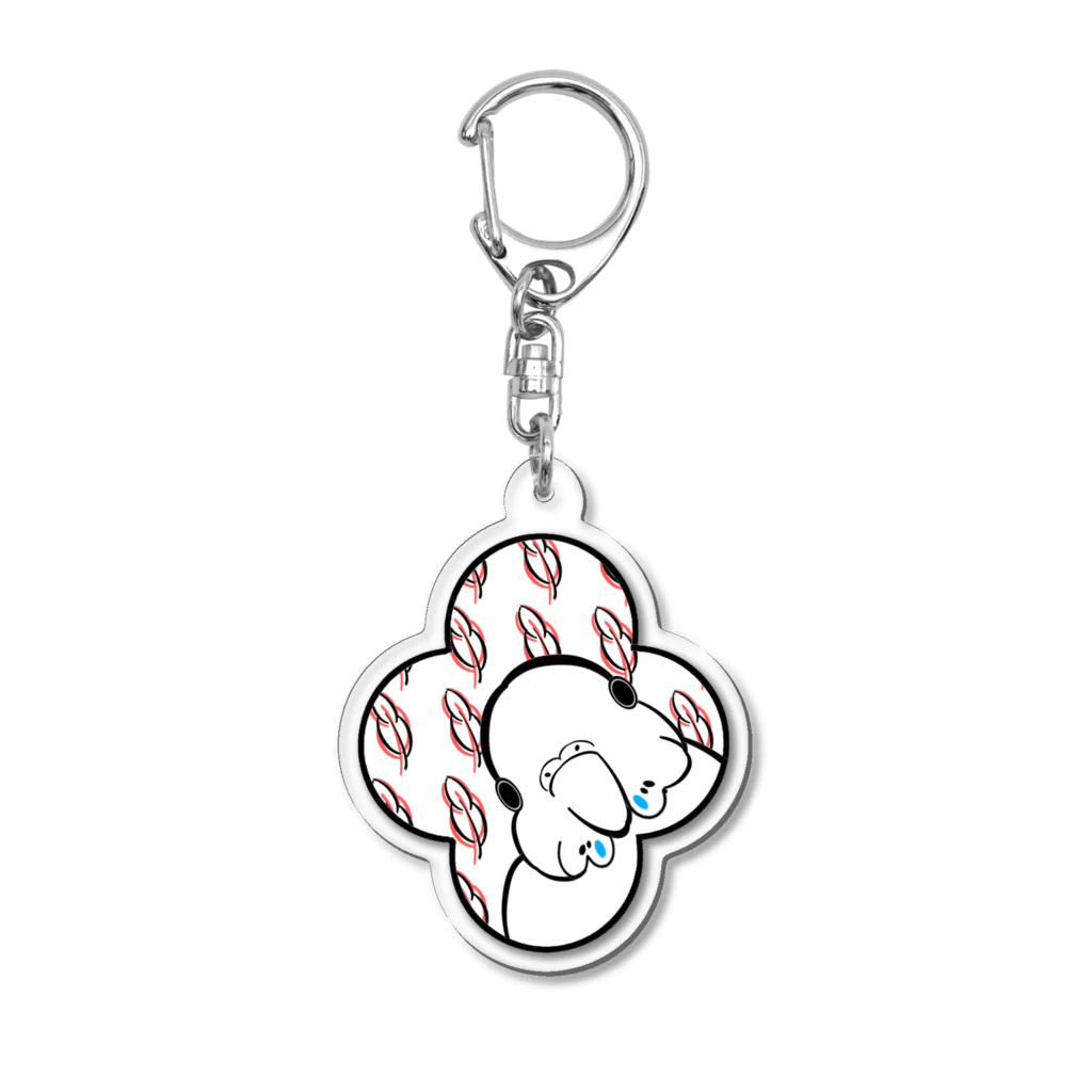 いっぷく処 てんてんのとりばーど(赤の羽小窓からこんにちは) Acrylic Key Chain