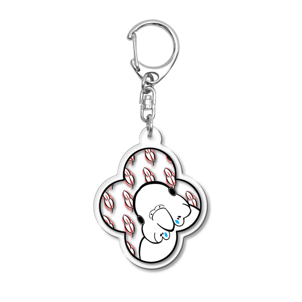 いっぷく処 てんてんのとりばーど(赤の羽小窓からこんにちは2) Acrylic Key Chain