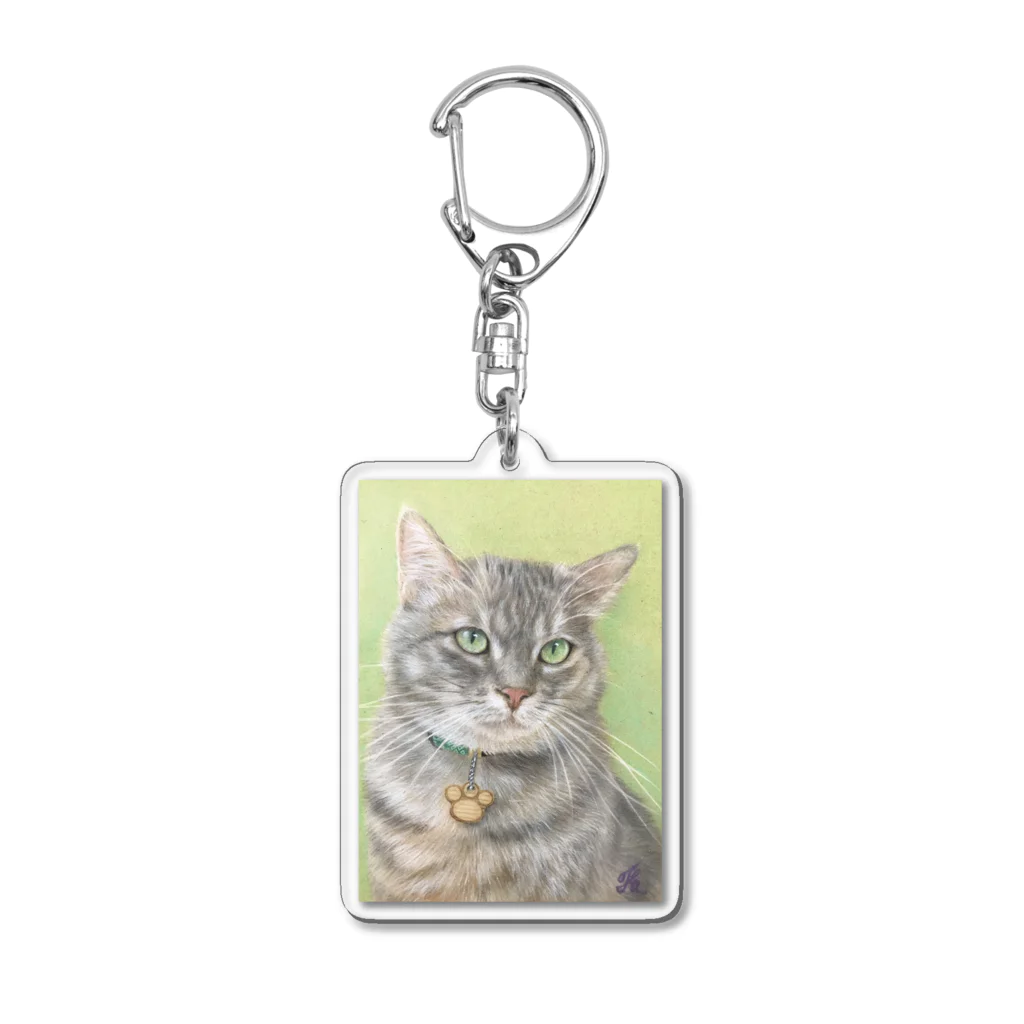 工房照在のグレー猫 Acrylic Key Chain