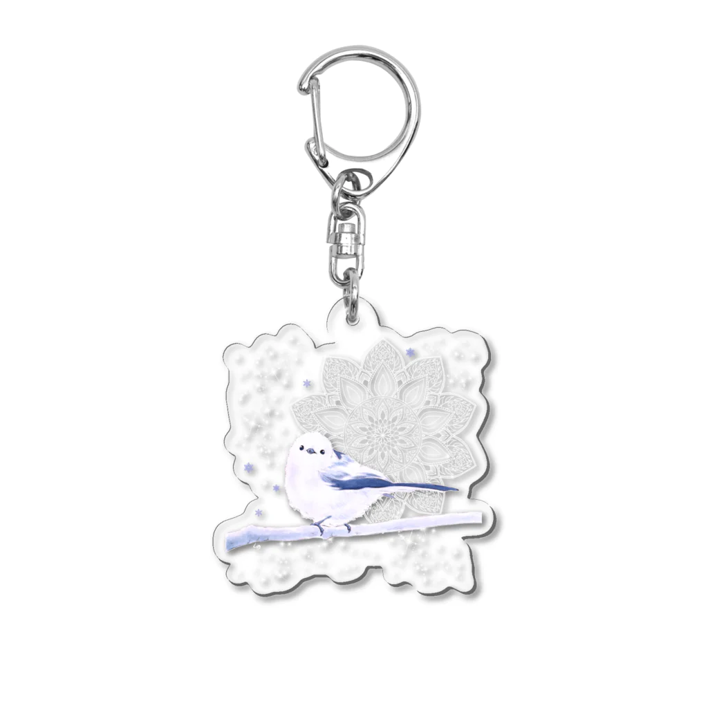 しの.＠流浪創具師EMANONの雪国の妖精シマエナガ Acrylic Key Chain