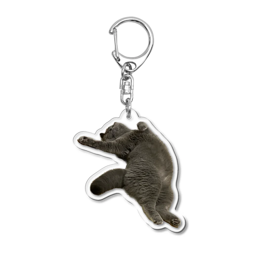 むっちり猫のむっちり丸のお腹ぽっこりむっちり丸 Acrylic Key Chain