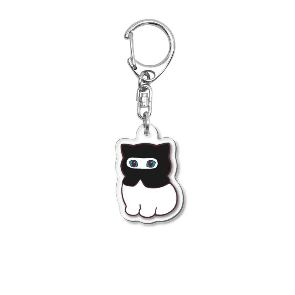 ふわにゃんshopの目出し帽にゃんこ(白) Acrylic Key Chain