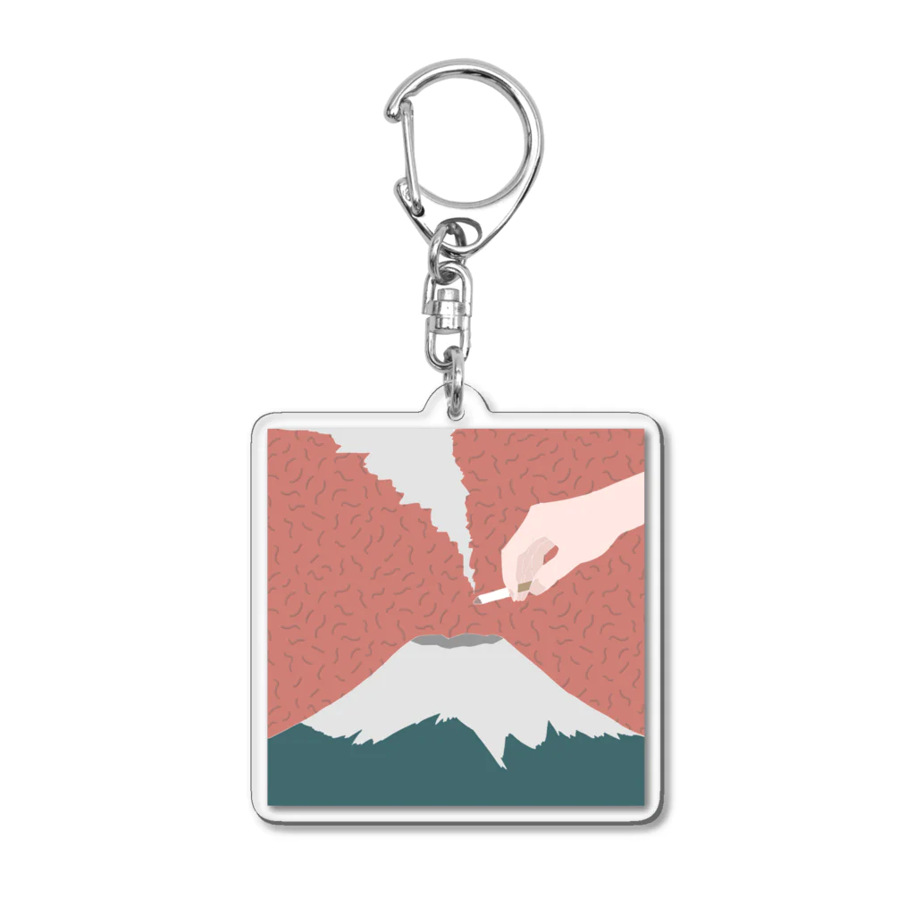 もちもちのもちのSmoking On Mt.Fuji Acrylic Key Chain