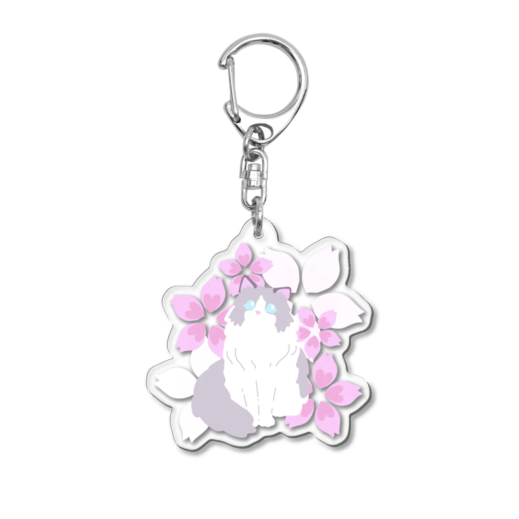 Kotetsu diary(SUZURI店)のラグドール×桜 Acrylic Key Chain