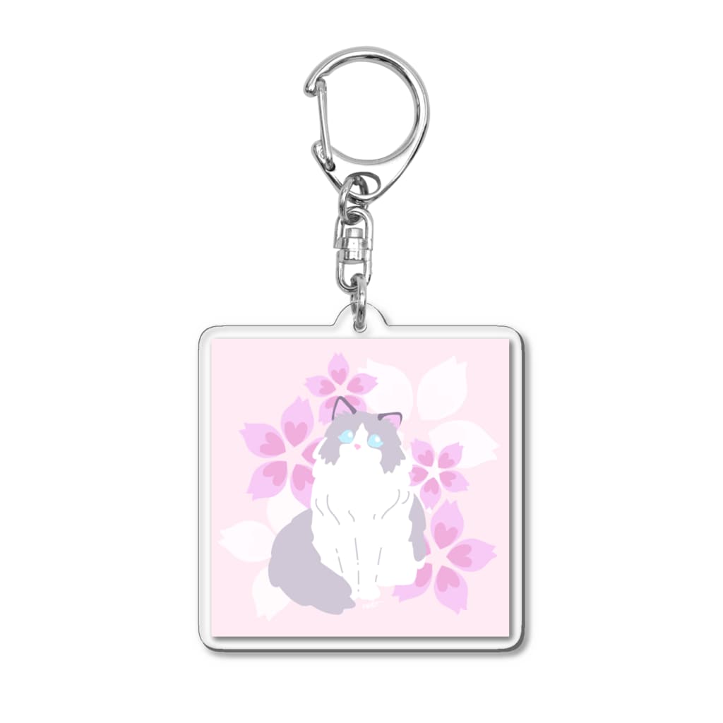 Kotetsu diary(SUZURI店)のラグドール×桜 Acrylic Key Chain