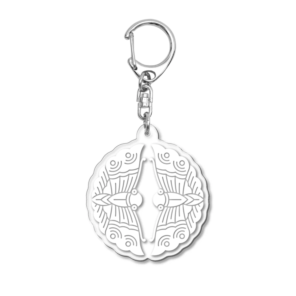 戦国神社 -戦国グッズ専門店-の大谷吉継/対い蝶/ホワイト Acrylic Key Chain