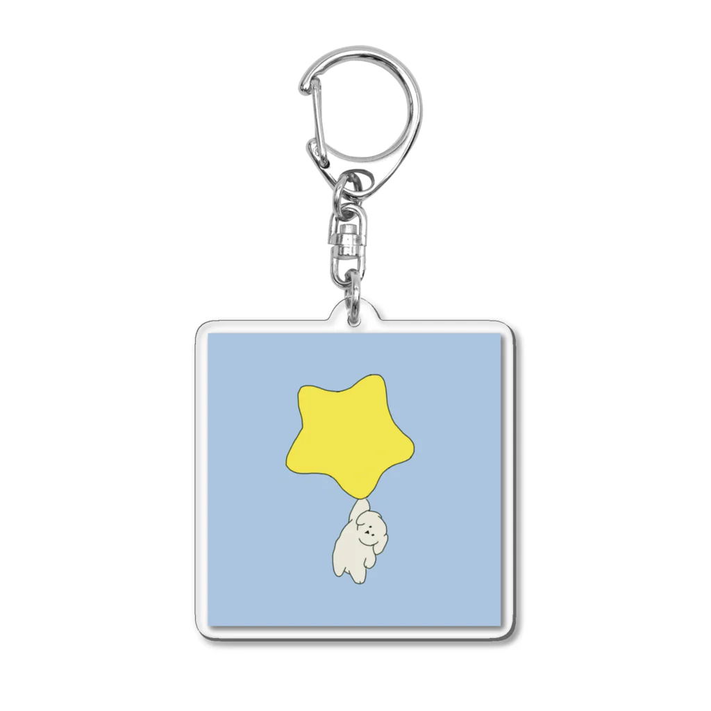 みにゆん　ねこのGood night, puppy ~ blue Acrylic Key Chain