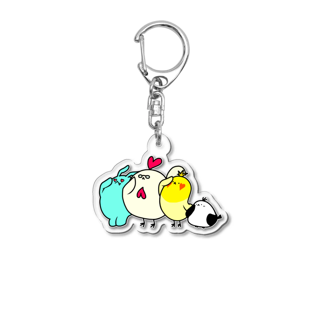 ゆうの部屋ルールルルルルルールルの鬼ｳｻとしまやんとおかめちゃんとにわさん Acrylic Key Chain
