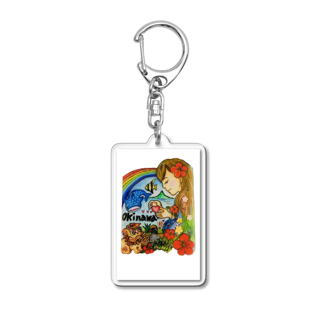 イラスト工房ちむどんどんの沖縄の海 Acrylic Key Chain