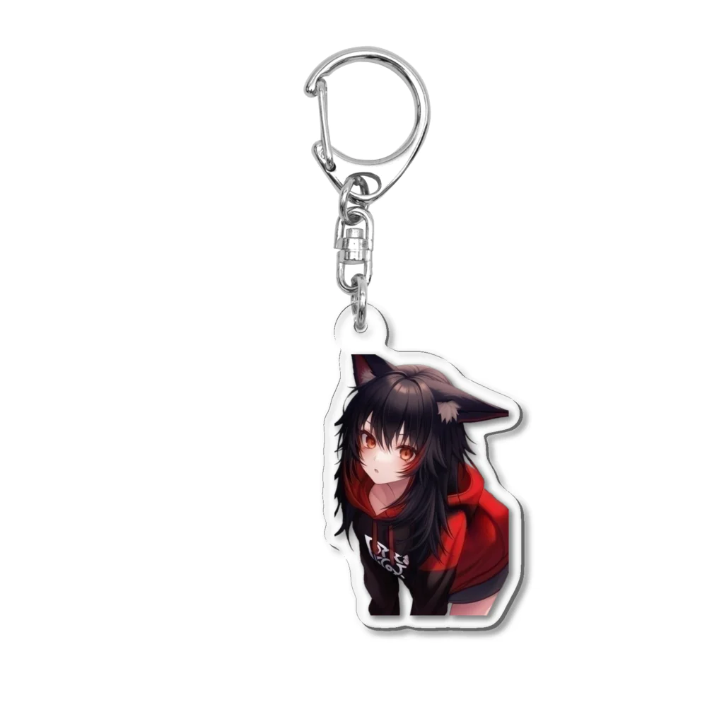 Red & Brack の狐耳パーカー Acrylic Key Chain