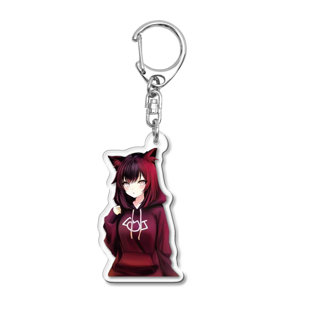 Red & Brack の猫耳パーカー Acrylic Key Chain