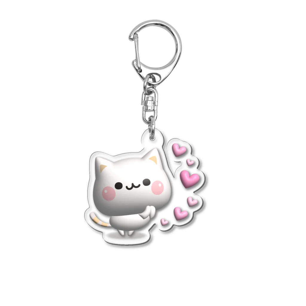 DECORの気づかいのできるネコ　ハート（ぷっくり風）ver. Acrylic Key Chain