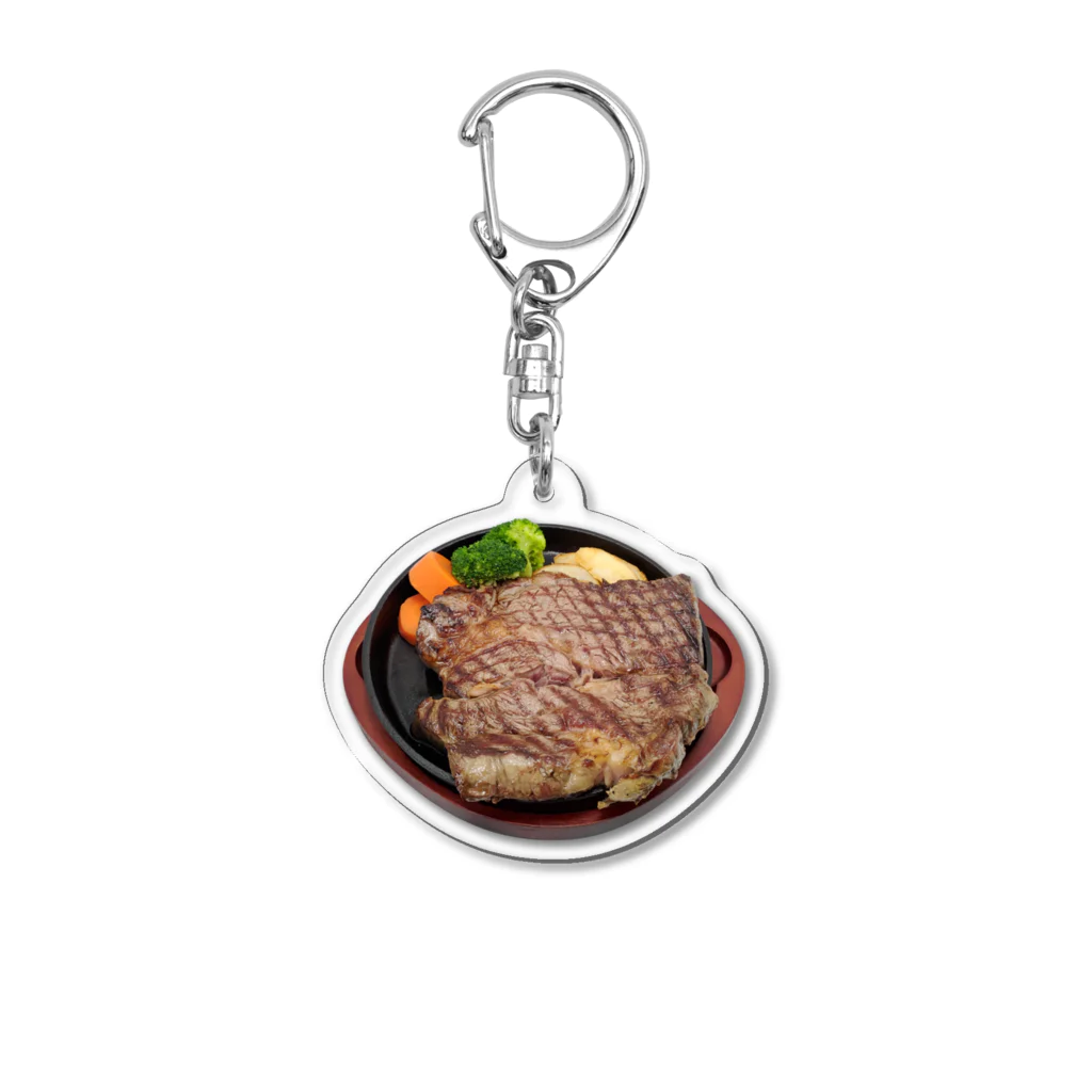 メシテロタイプ（飯テロTシャツブランド）の1ポンドステーキ Acrylic Key Chain