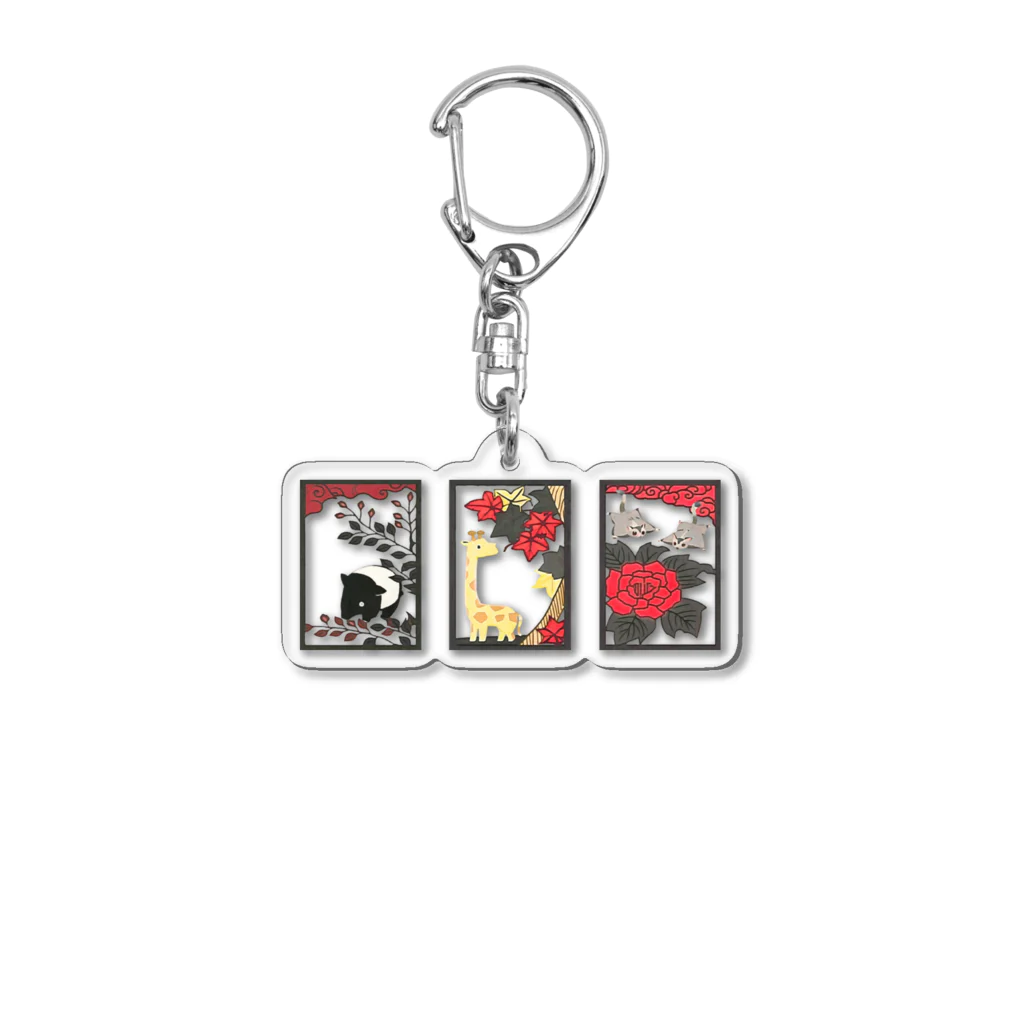 Red & Brack の猪鹿蝶？(透過Ver.) Acrylic Key Chain