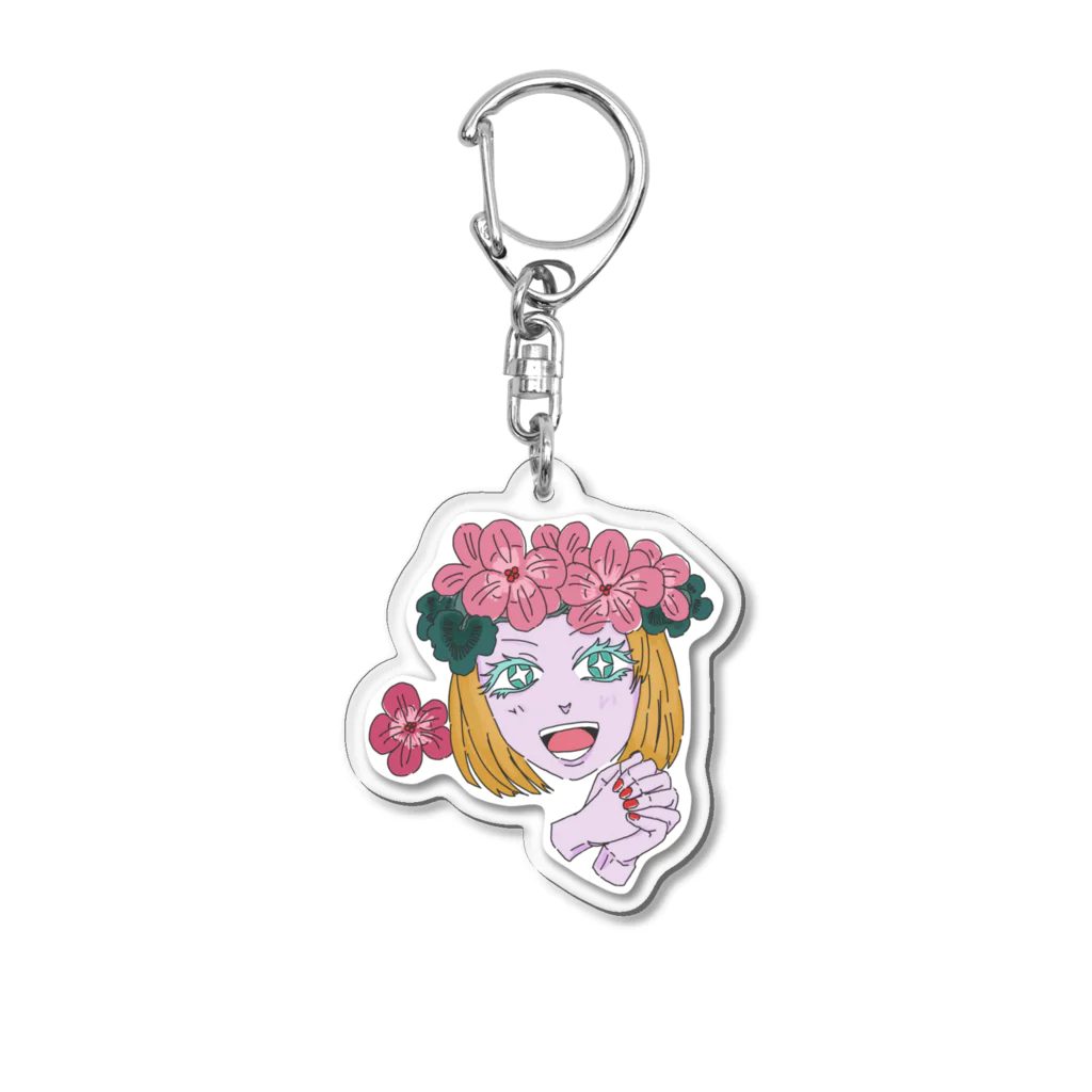 うれるといいなぁのボタちゃんず！ゼラニウムちゃん Acrylic Key Chain