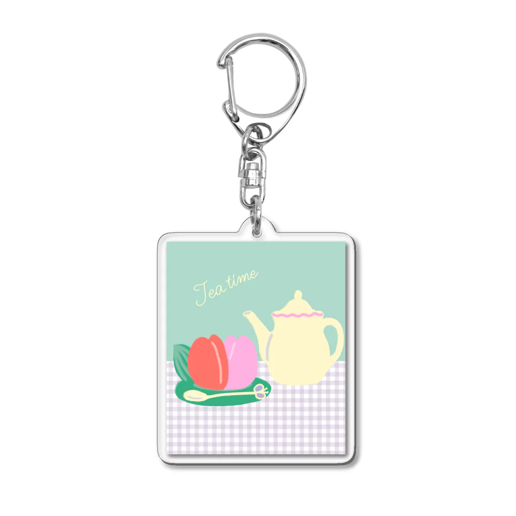 日々花々のチューリップ×ティーカップ Acrylic Key Chain