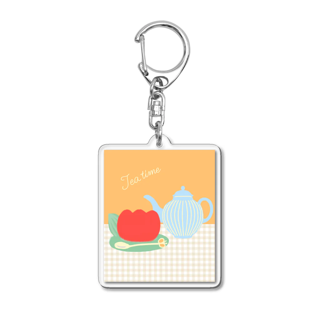 日々花々のチューリップ×ティーカップ Acrylic Key Chain