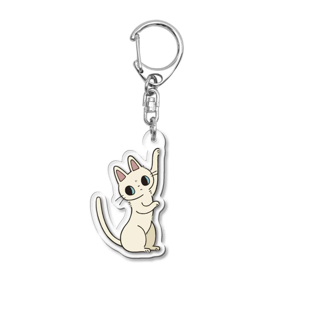 あるせの「お客さま、困ります！」白ねこ様の壁で爪研ぎ Acrylic Key Chain