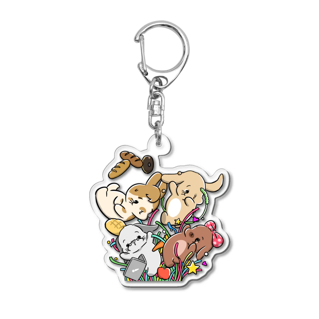 TAKUMIのもっちゃんと仲良しうさぎ4人組デザイン Acrylic Key Chain