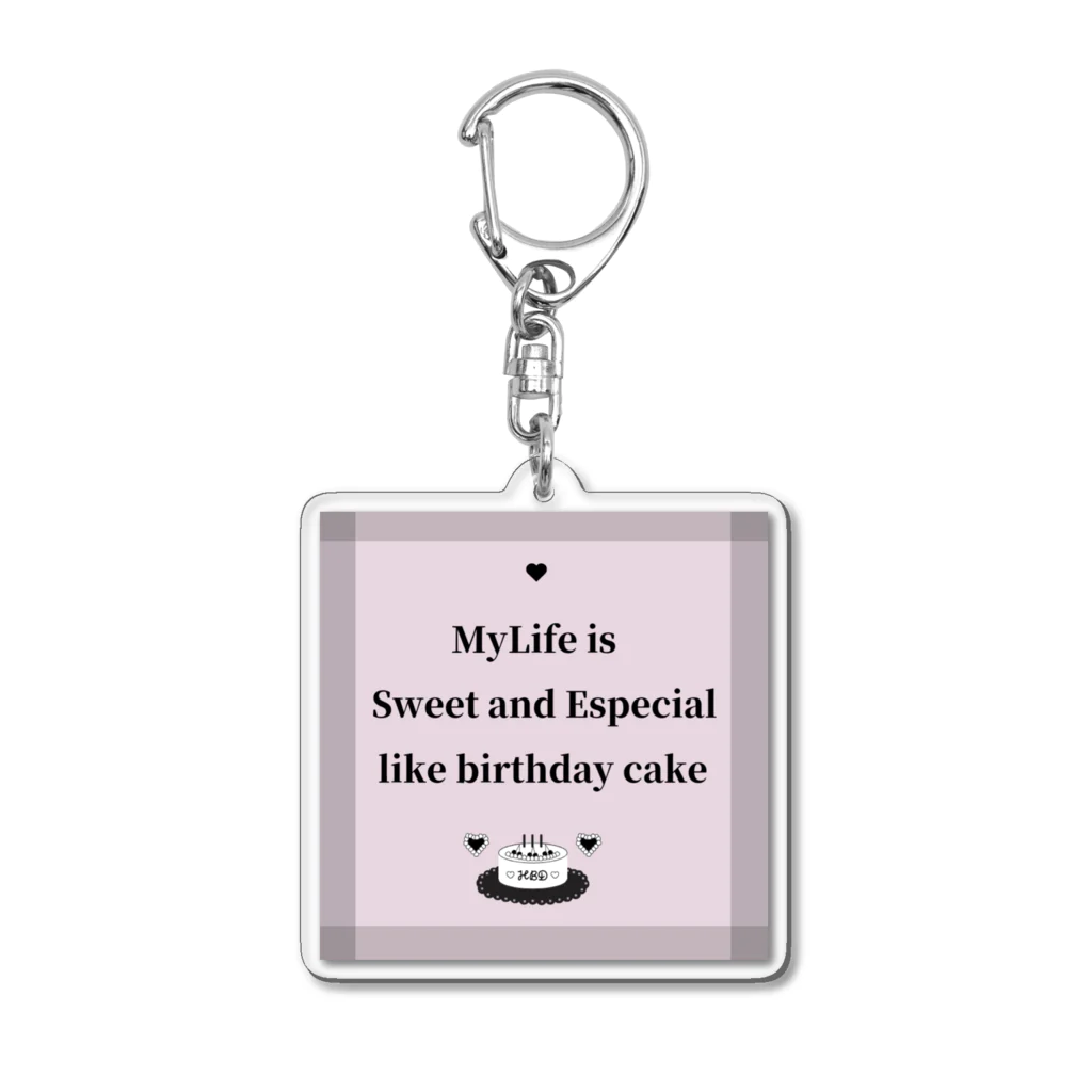 Epocherishの人生はお誕生日ケーキ(pink) Acrylic Key Chain