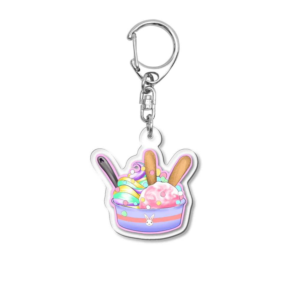 Rabbitflowerのうさカップアイス Acrylic Key Chain