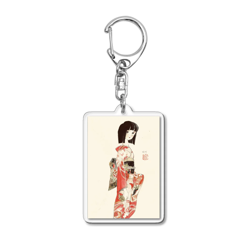 kukuri1957のお店の草子さん・朱の着物 Acrylic Key Chain