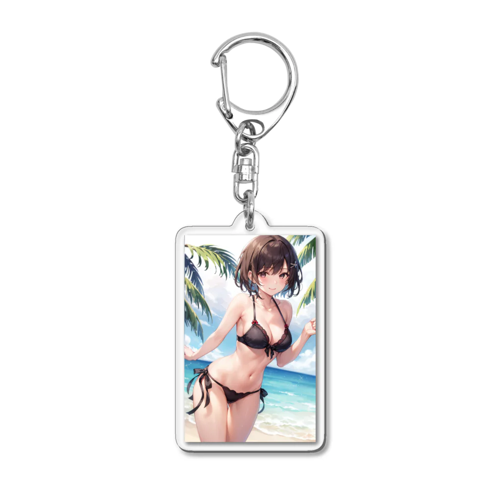 天乃鯱の黒ビキニのお姉さんイラスト Acrylic Key Chain