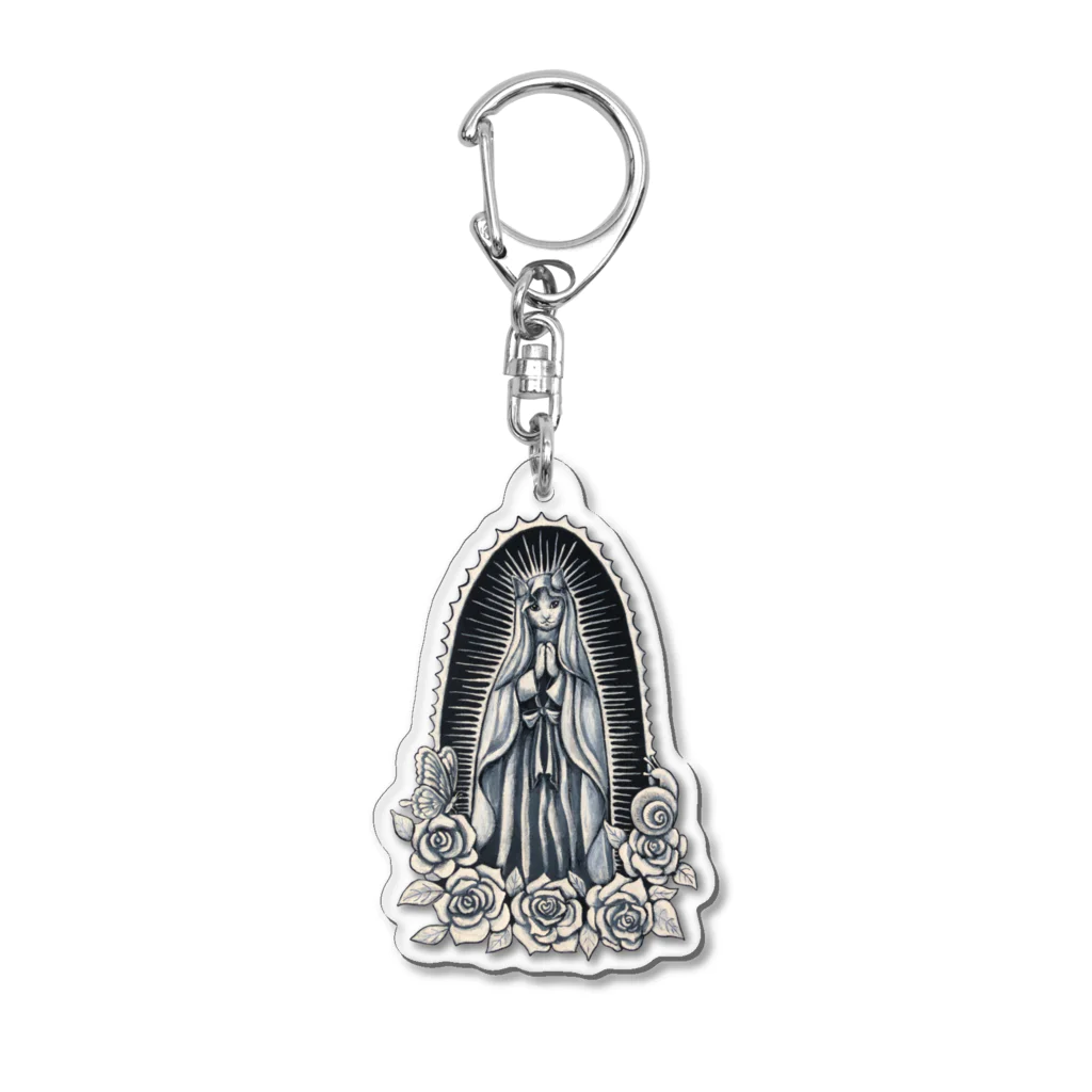 星月猫　徳島洋子のグアダルーペの聖猫 聖母マリア 猫 モノトーン Acrylic Key Chain