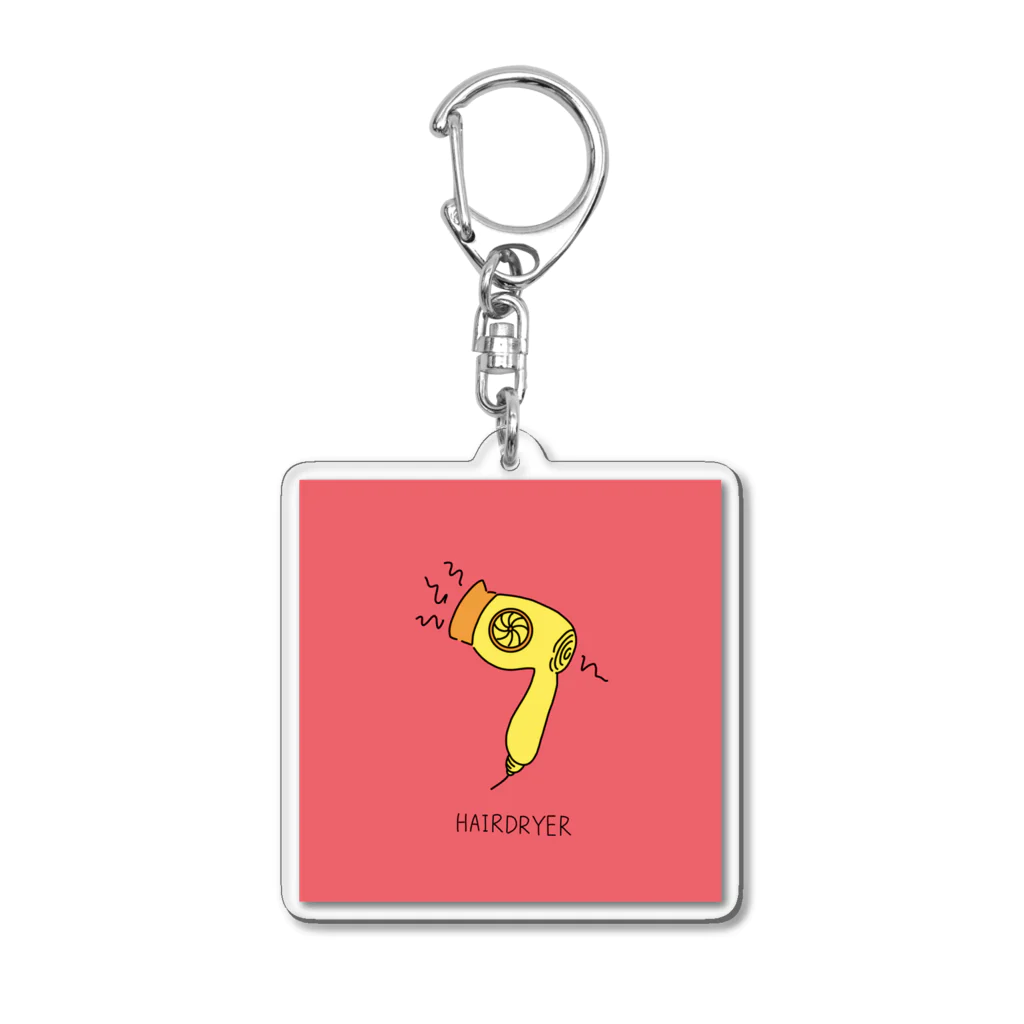 とある丸眼鏡の描き散らしのHAIR DRYER_RED Acrylic Key Chain