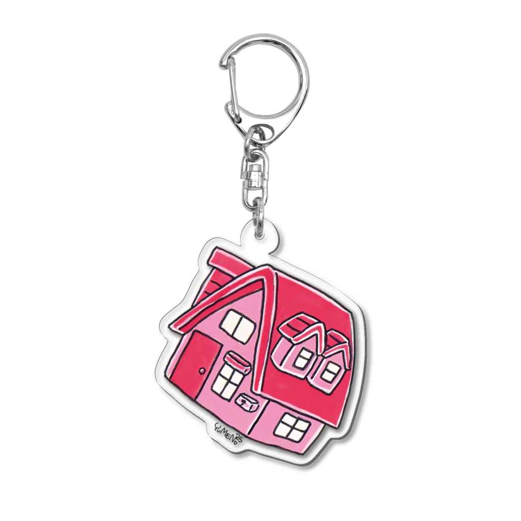 YUM DOLLSのミニチュアハウス桃 Acrylic Key Chain