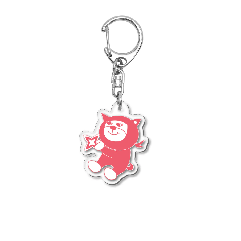 ZUKINDOGSのおしゃれ手裏剣を持つ忍犬さくら Acrylic Key Chain