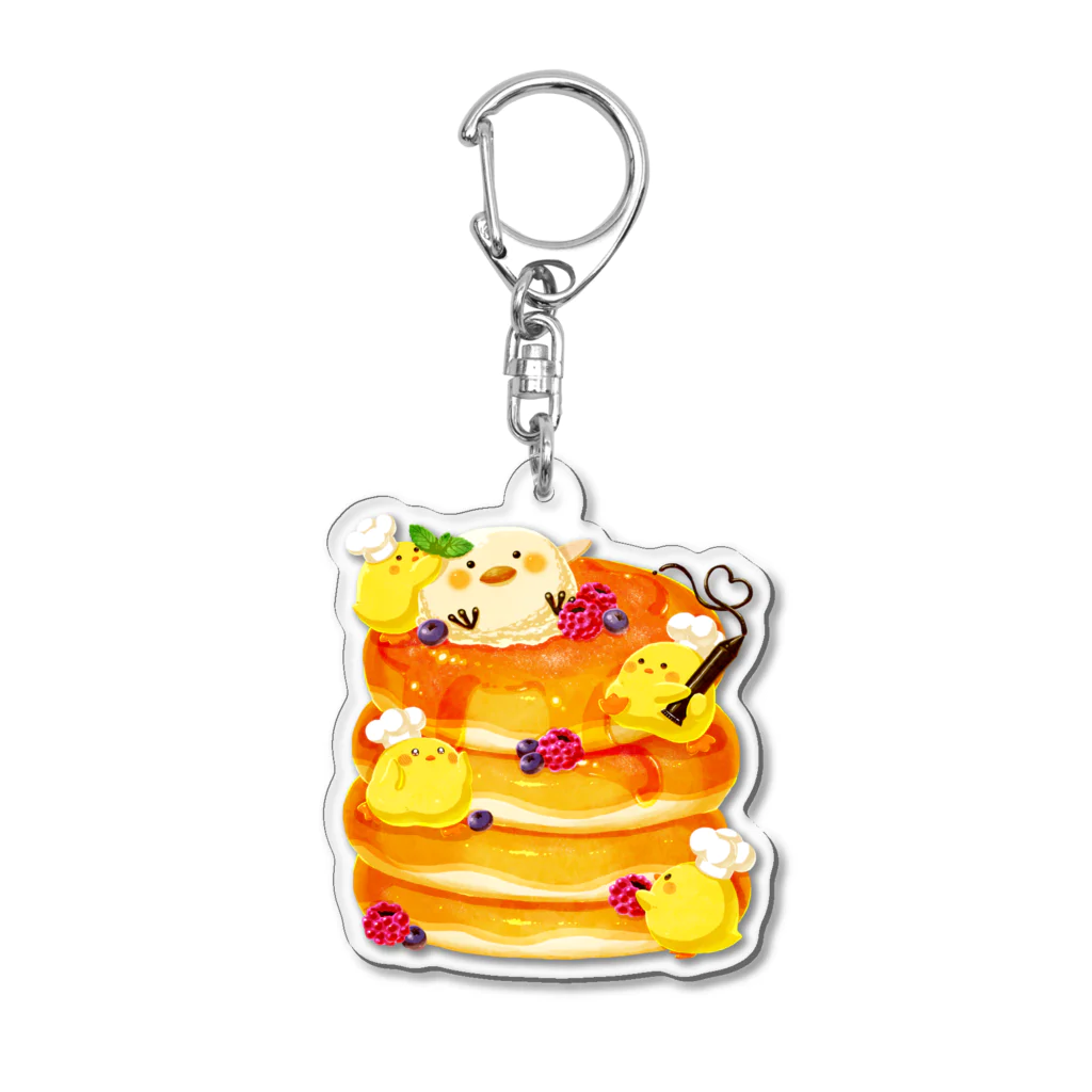 オムタマスタジオのひよこシェフズとホットケーキ Acrylic Key Chain